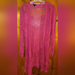 Torrid Pointelle Open Knit Pink Barbiecore Cardigan 00 #97142